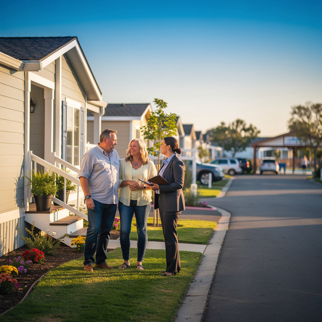 Los Amigos Mobile Home Estates community in Santa Barbara featuring well-maintained mobile homes and green spaces