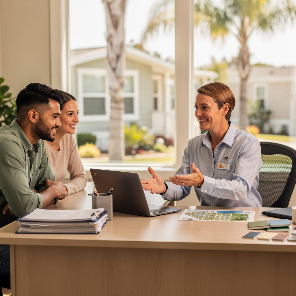 Los Amigos Mobile Home Estates community grounds and well-maintained mobile homes in Santa Barbara, California